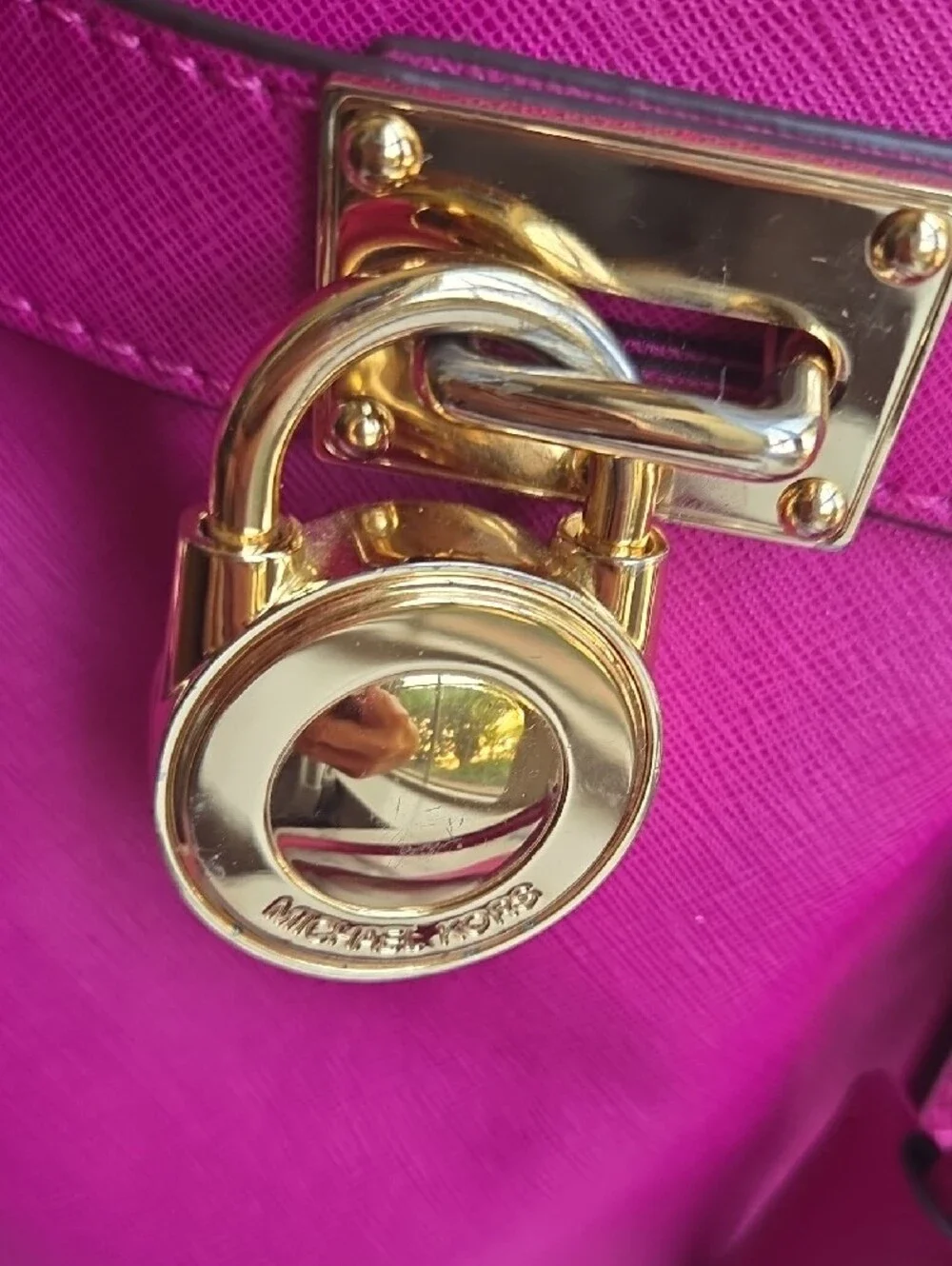 Michael Kors Hot Pink/ Purple Saffiano Leather Satchel with Gold Hardware